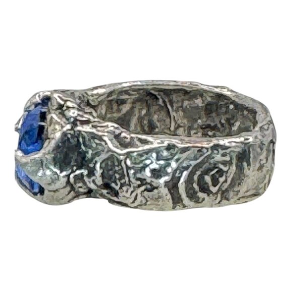 Artisan Cushion 10mm Crystal Boho Ring Crafted with Silver Blend Metalwork Sz 7 - Picture 7 of 17